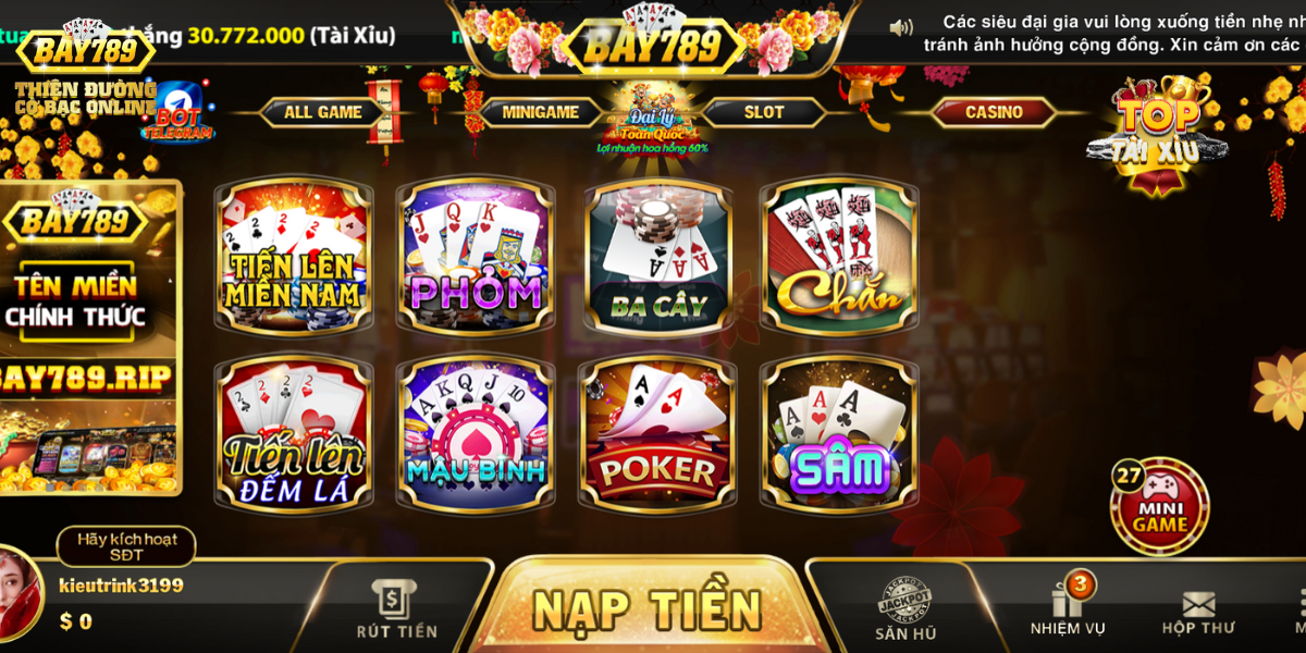 Các nhóm game thu hút người dùng trên Bay789